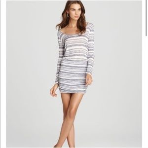 JOIE Soft Striped Loganberry Ruched LS  Dress